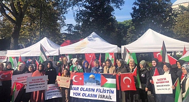 AK Parti kadın kolları Filistin'e destek için eylem yaptı.