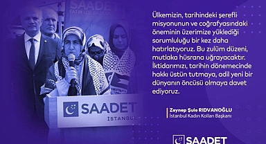 Saadet Partisi, 21 Eylül Dünya Barış Günü’nde Filistin ve Şehit Ayşenur Ezgi Eygi İçin Basın Açıklaması Yaptı
