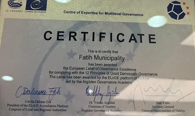 Fatih Belediyesi’ne Avrupa Yönetişim Mükemmelliği Markası